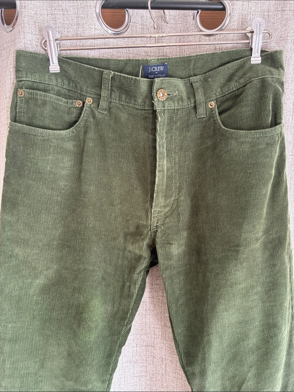 J. Crew Men’s Dark Olive Corduroy Pants 30x30 - Picture 2 of 4